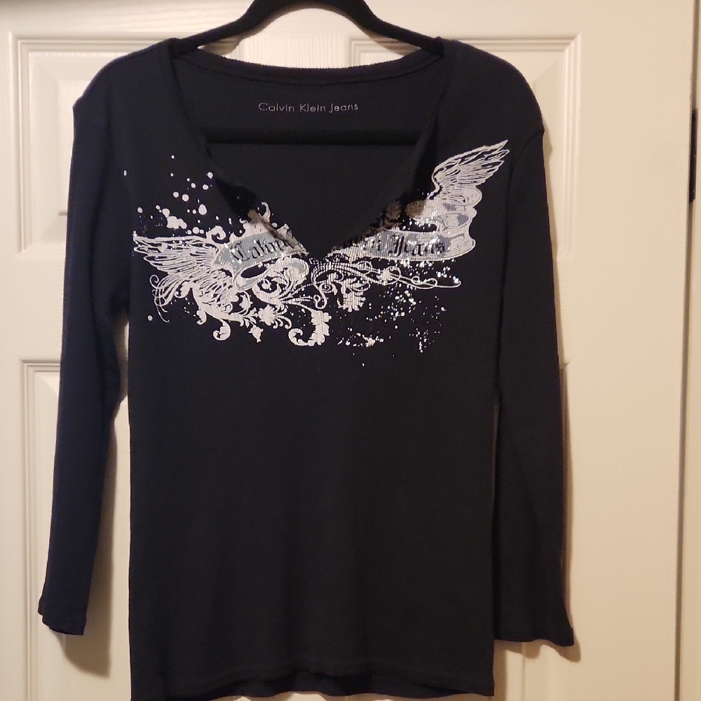 Calvin Klein Jeans Graphic Black Long Sleeve Tee